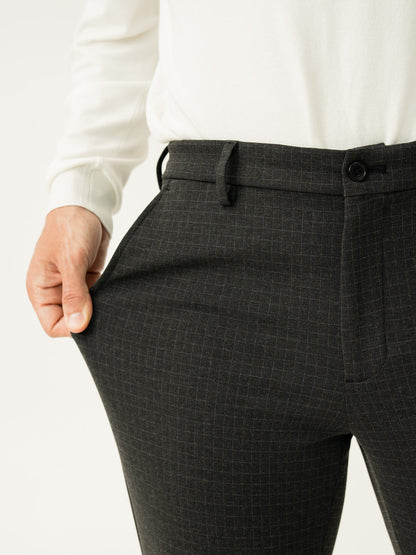 Belfast Black Checks Slim Fit Power Stretch Pants