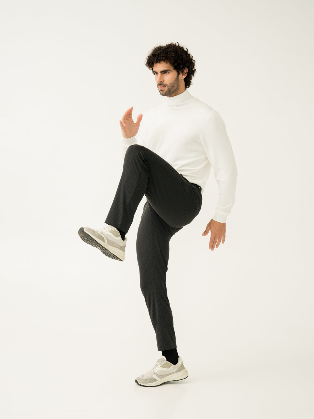 Belfast Black Checks Slim Fit Power Stretch Pants