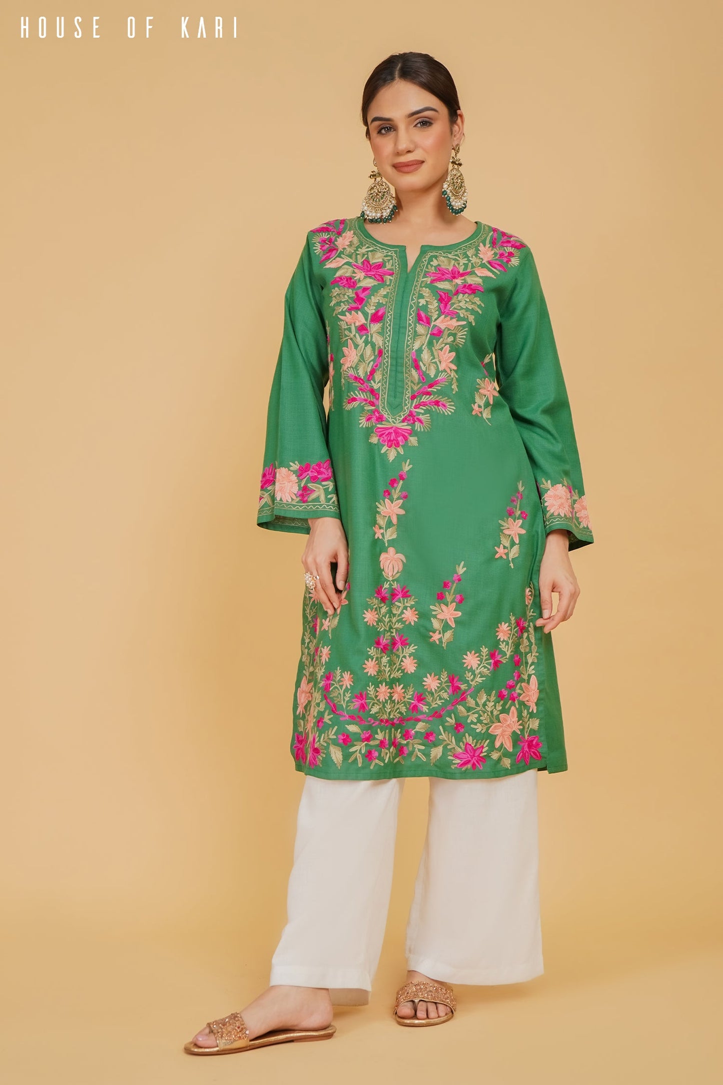 Kashmiri Aari Work Cotton – Green