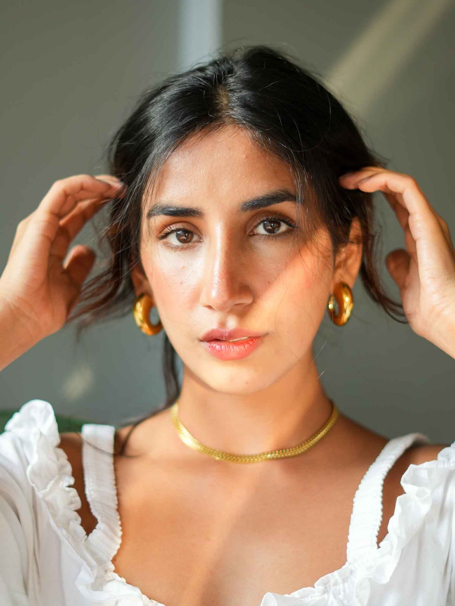 Chunky Half Hoop Earring 18k Gold Plated