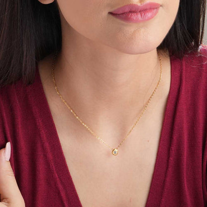 White Gemstone Gold Chain Necklace