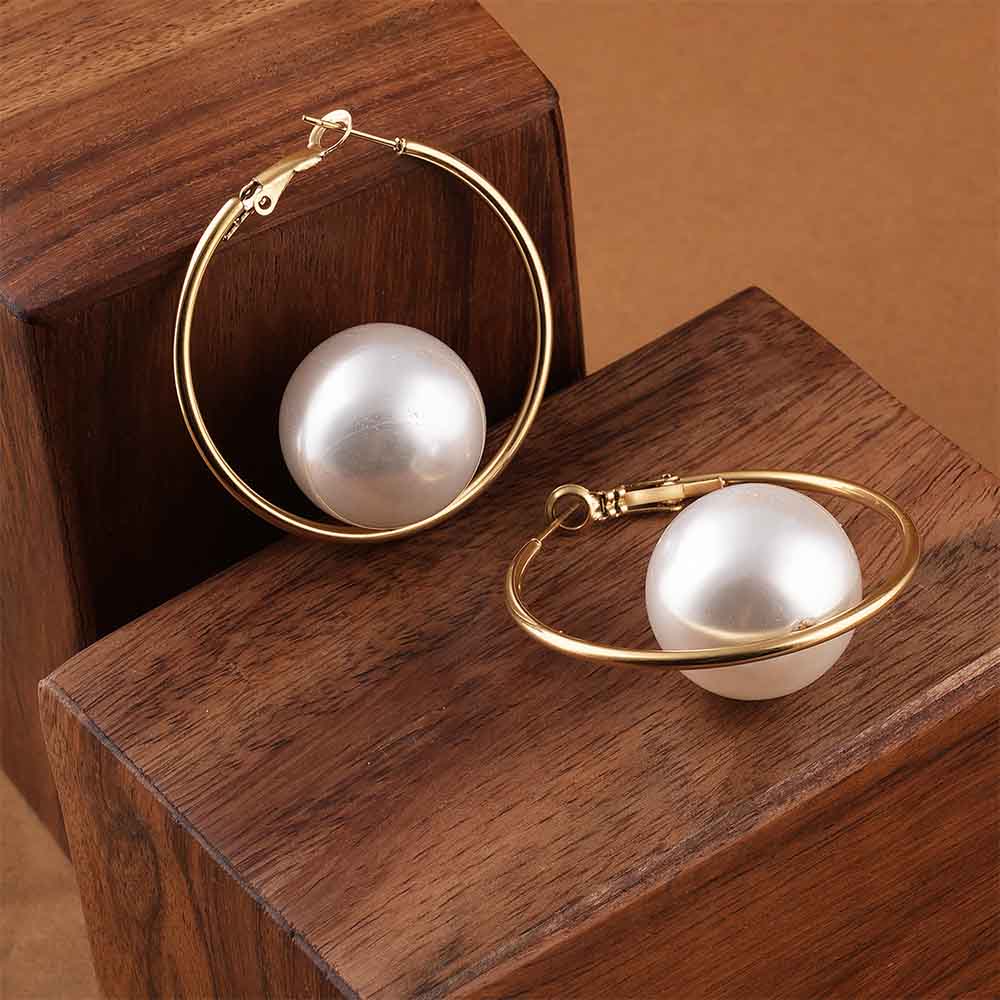 Large Lumina Pearl Hoops