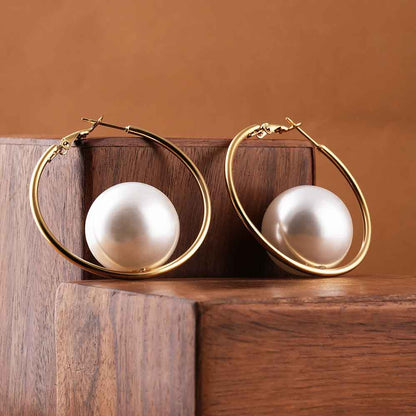 Large Lumina Pearl Hoops