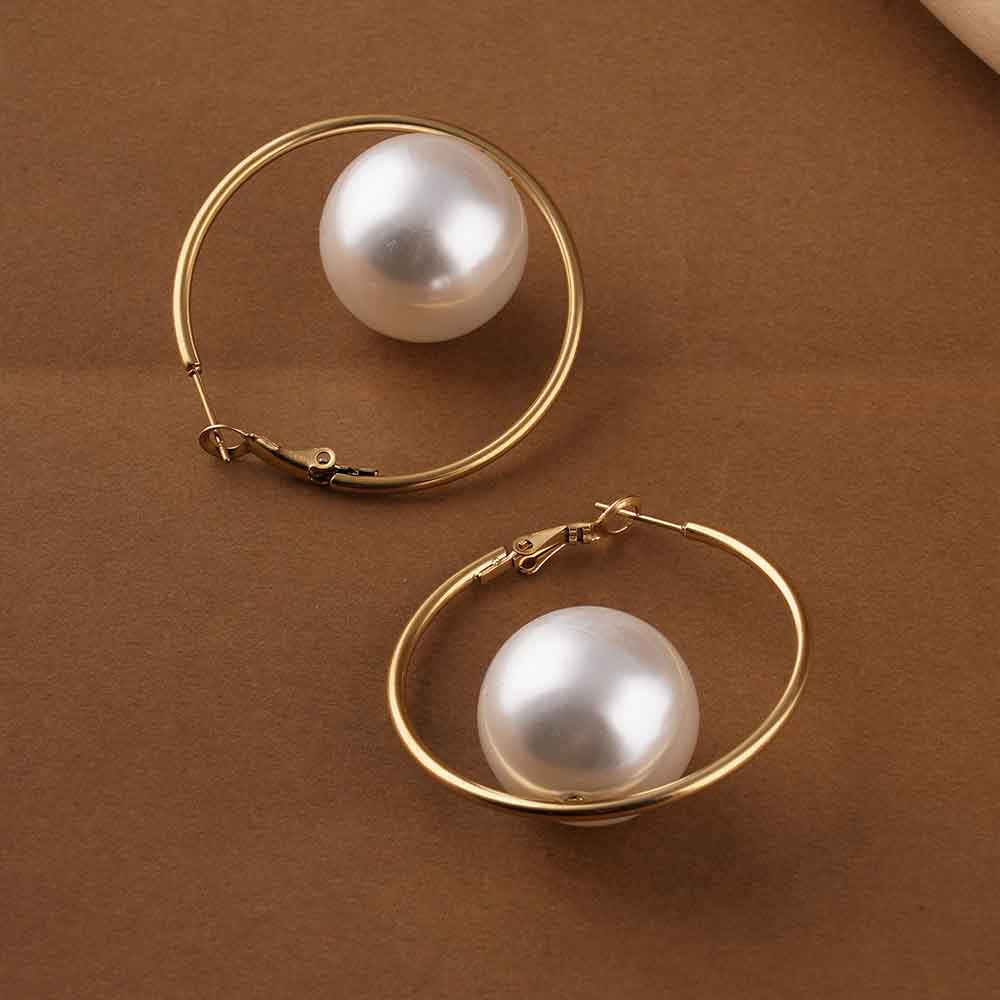 Large Lumina Pearl Hoops