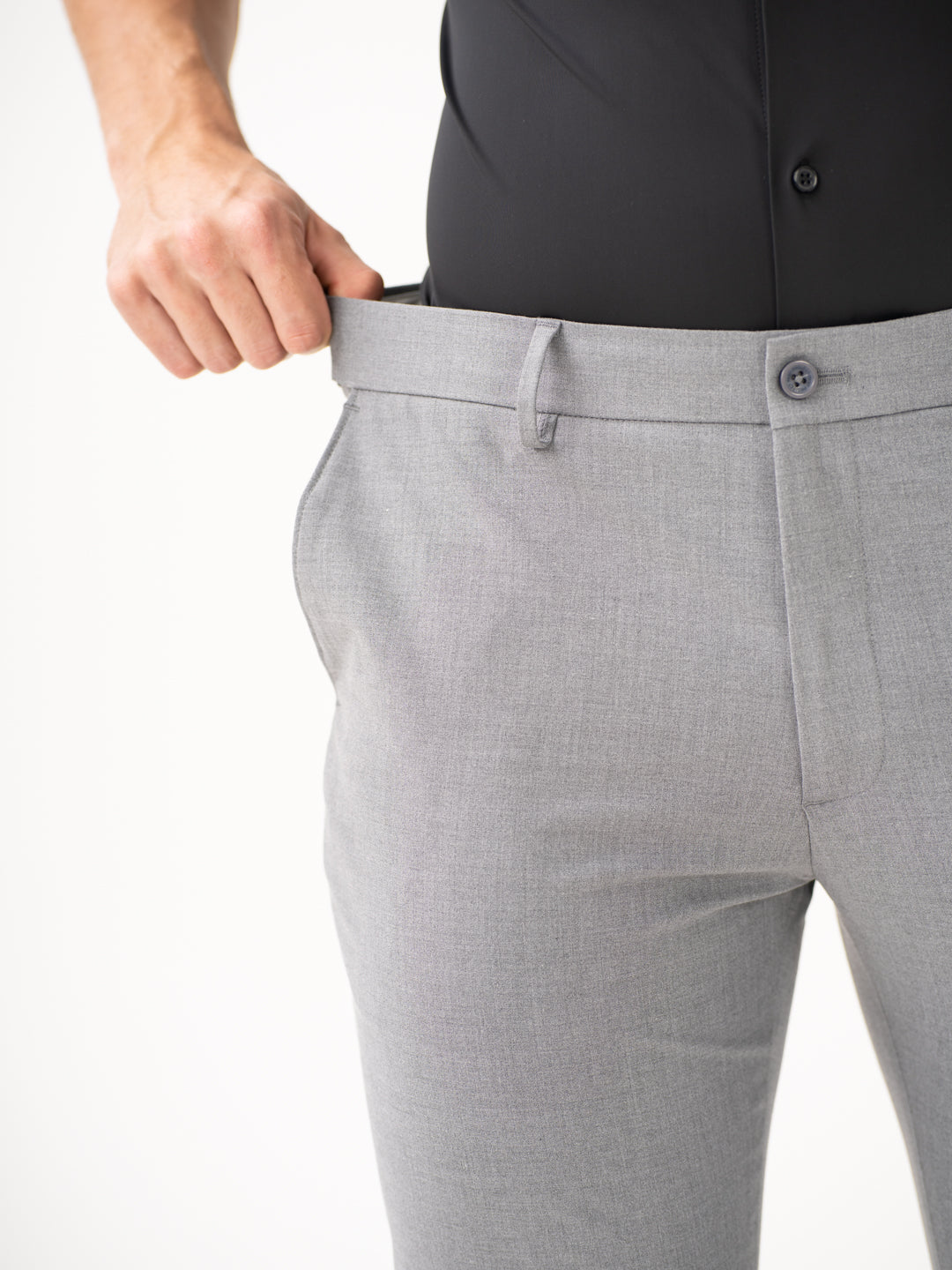 Effortless Grey Slim Fit Stretch Formal Pants