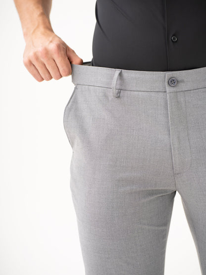 Effortless Grey Slim Fit Stretch Formal Pants