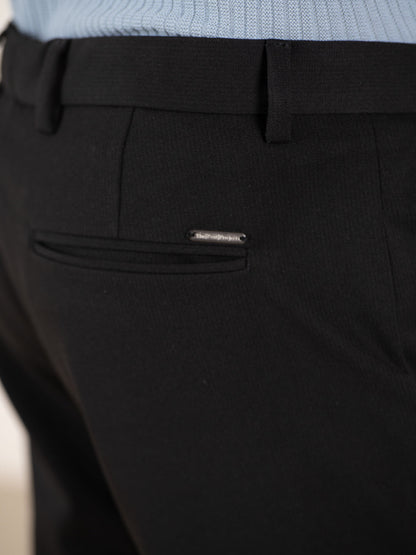 Distant Black Houndstooth Slim Fit Power Stretch Pants