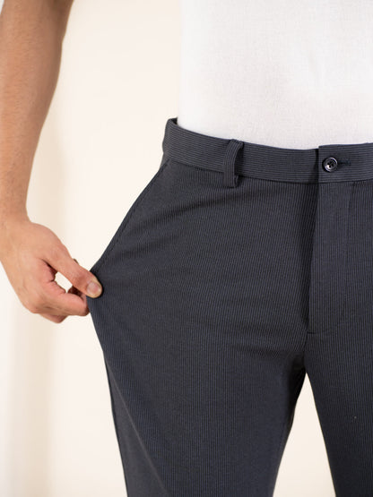 Quiet Grey Houndstooth Slim Fit Power Stretch Pants