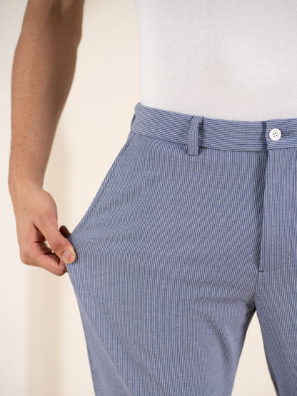 Bassline Blue Houndstooth Slim Fit Power Stretch Pants