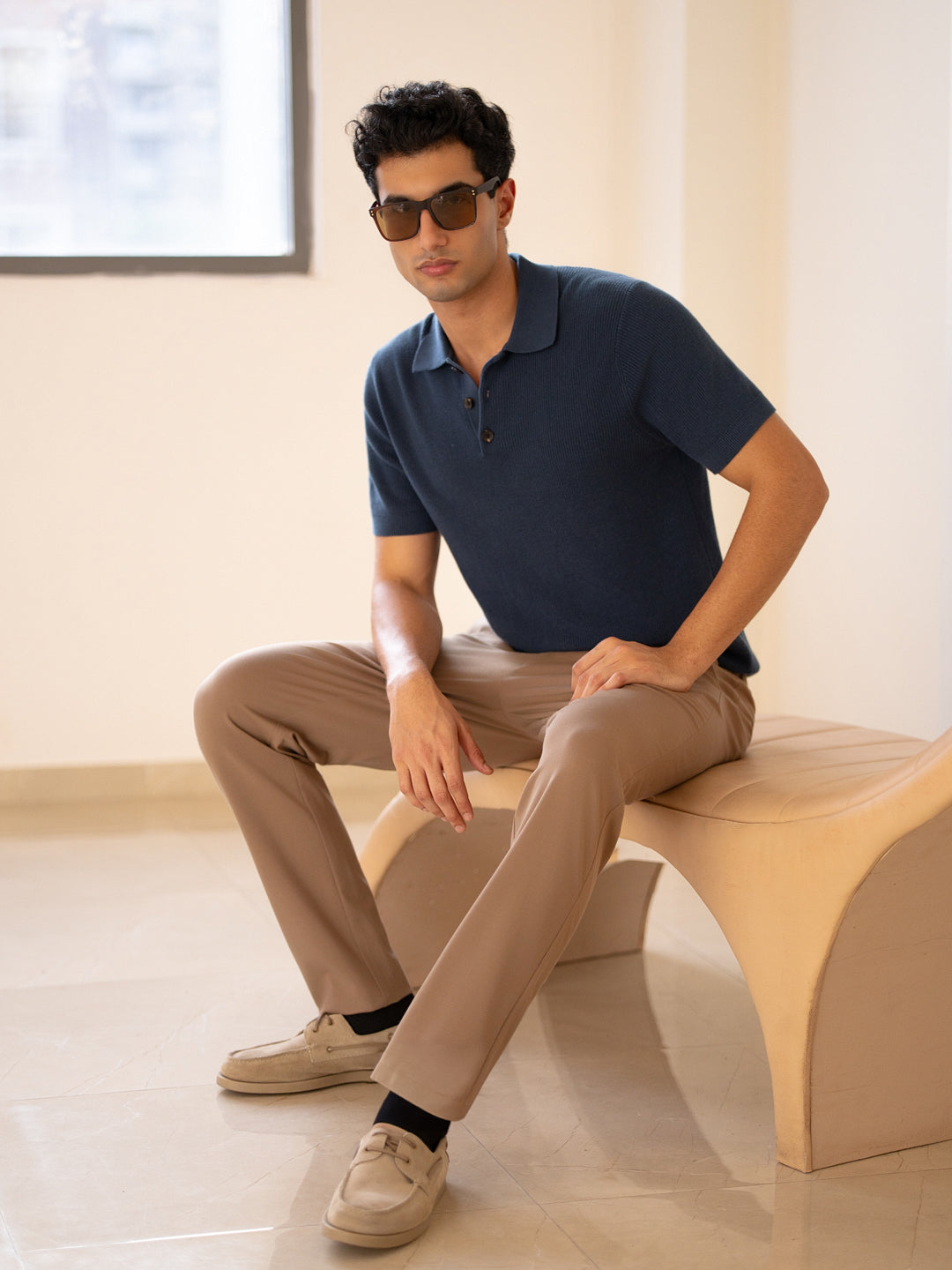 Malai Pants Khaki Soft-touch Slim Fit Power-Stretch Pants