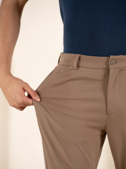 Malai Pants Khaki Soft-touch Slim Fit Power-Stretch Pants