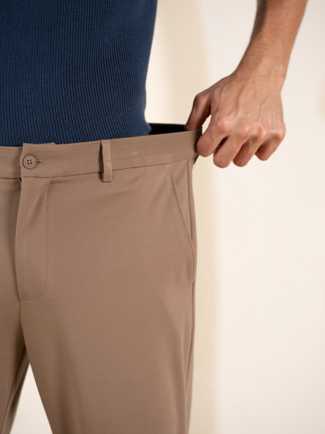 Malai Pants Khaki Soft-touch Slim Fit Power-Stretch Pants