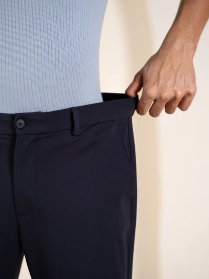 Malai Pants Navy Soft-touch Slim Fit Power-Stretch Pants