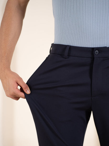 Malai Pants Navy Soft-touch Slim Fit Power-Stretch Pants