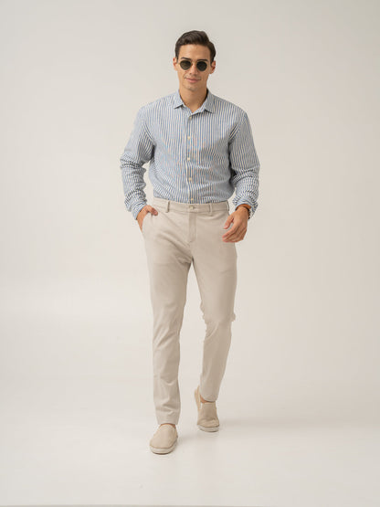 Soft Cream Slim Fit Power Stretch Pants