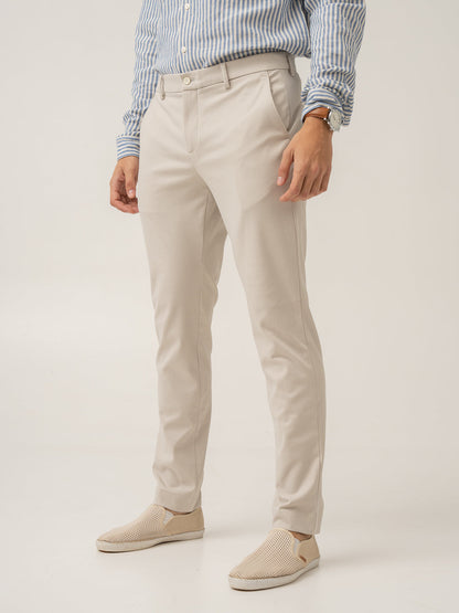 Soft Cream Slim Fit Power Stretch Pants