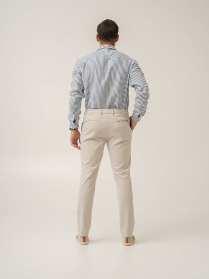 Soft Cream Slim Fit Power Stretch Pants