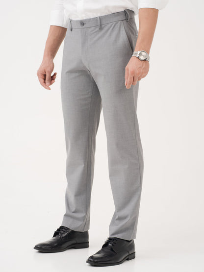 Effortless Grey Relaxed Fit Stretch Formal Pants