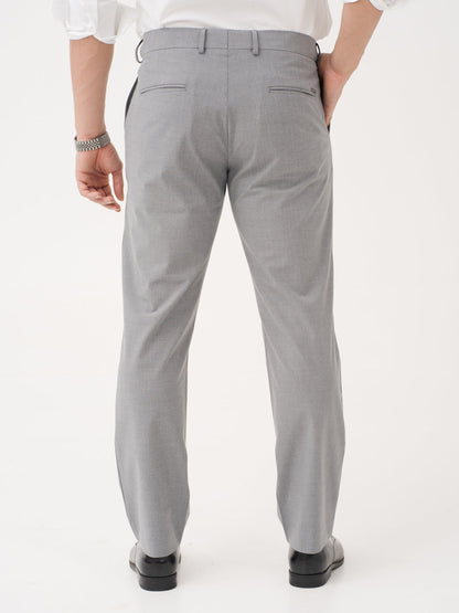 Effortless Grey Relaxed Fit Stretch Formal Pants