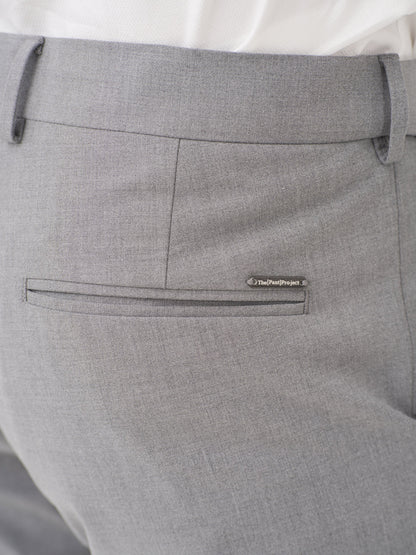 Effortless Grey Relaxed Fit Stretch Formal Pants