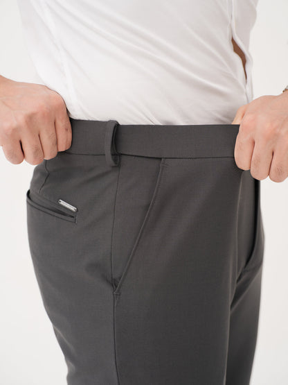 Timeless Grey Relaxed Fit Stretch Formal Pants