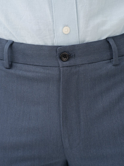Solace Blue Luxury Twill Relaxed Fit Stretch Formal Pants