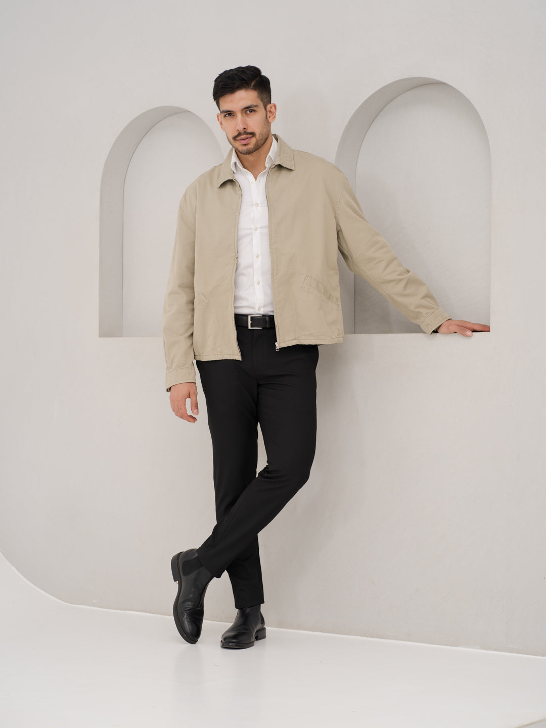 Monolith Black Luxury Twill Relaxed Fit Stretch Formal Pants
