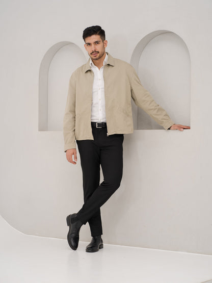 Monolith Black Luxury Twill Relaxed Fit Stretch Formal Pants