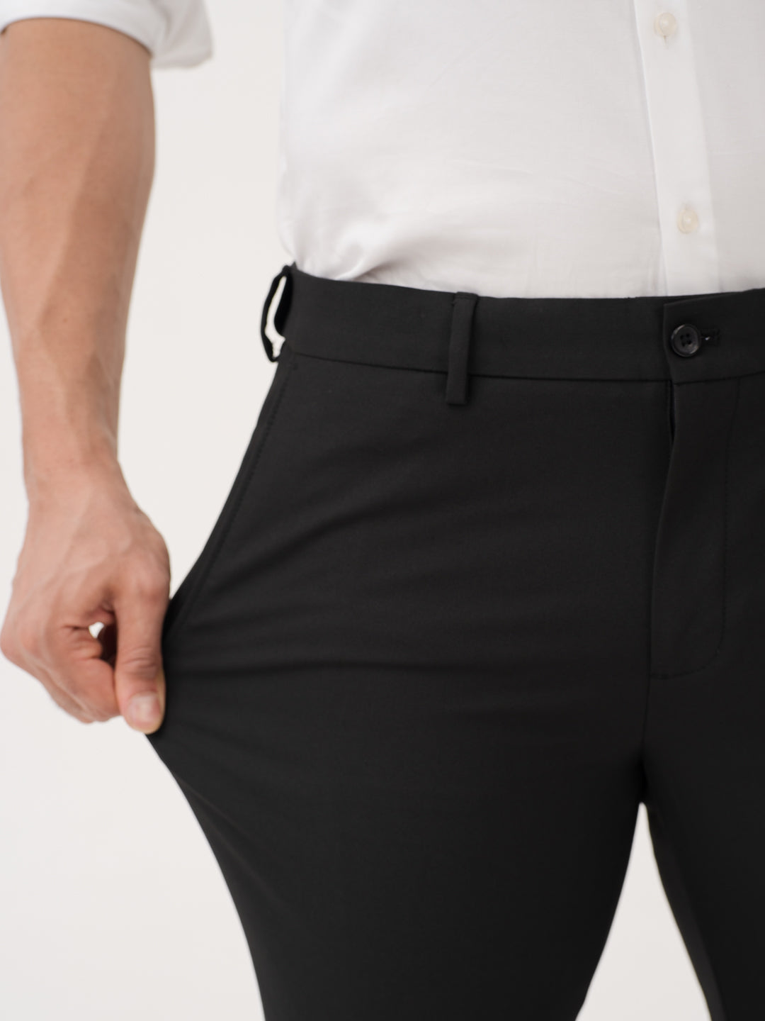 Monolith Black Luxury Twill Relaxed Fit Stretch Formal Pants