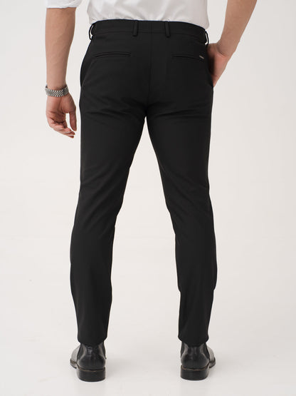 Monolith Black Luxury Twill Relaxed Fit Stretch Formal Pants