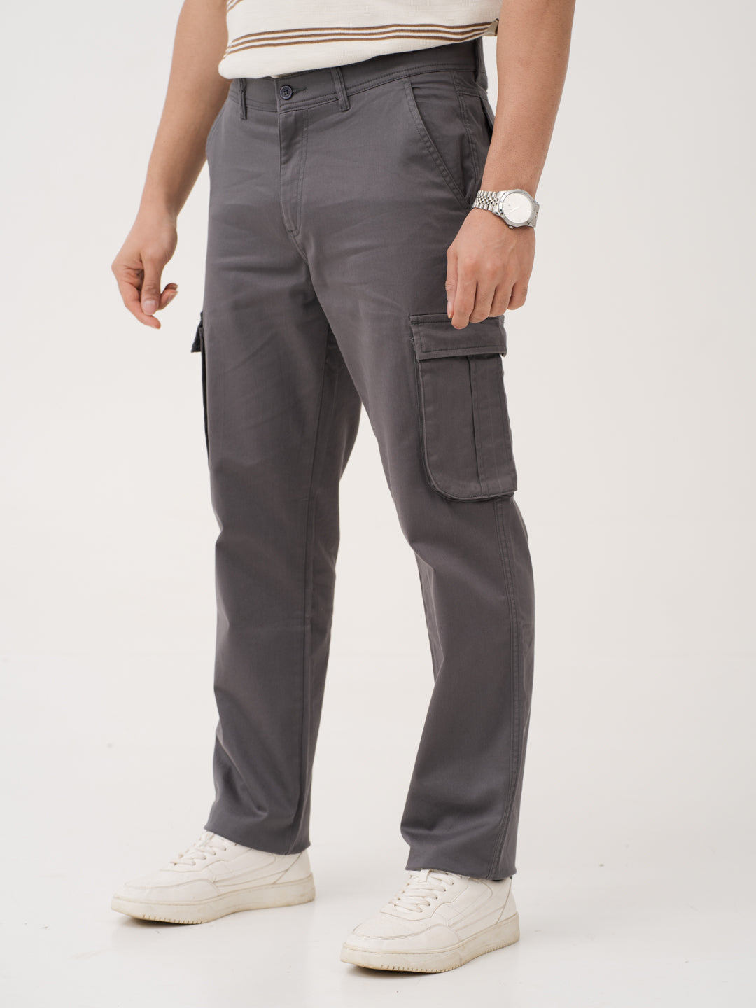 Cave Grey Relaxed Fit Stretch Cargo Pants