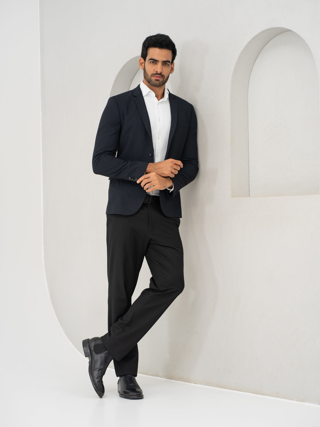 Brisk Black Water Repellent Relaxed Fit Stretch Formal Pants