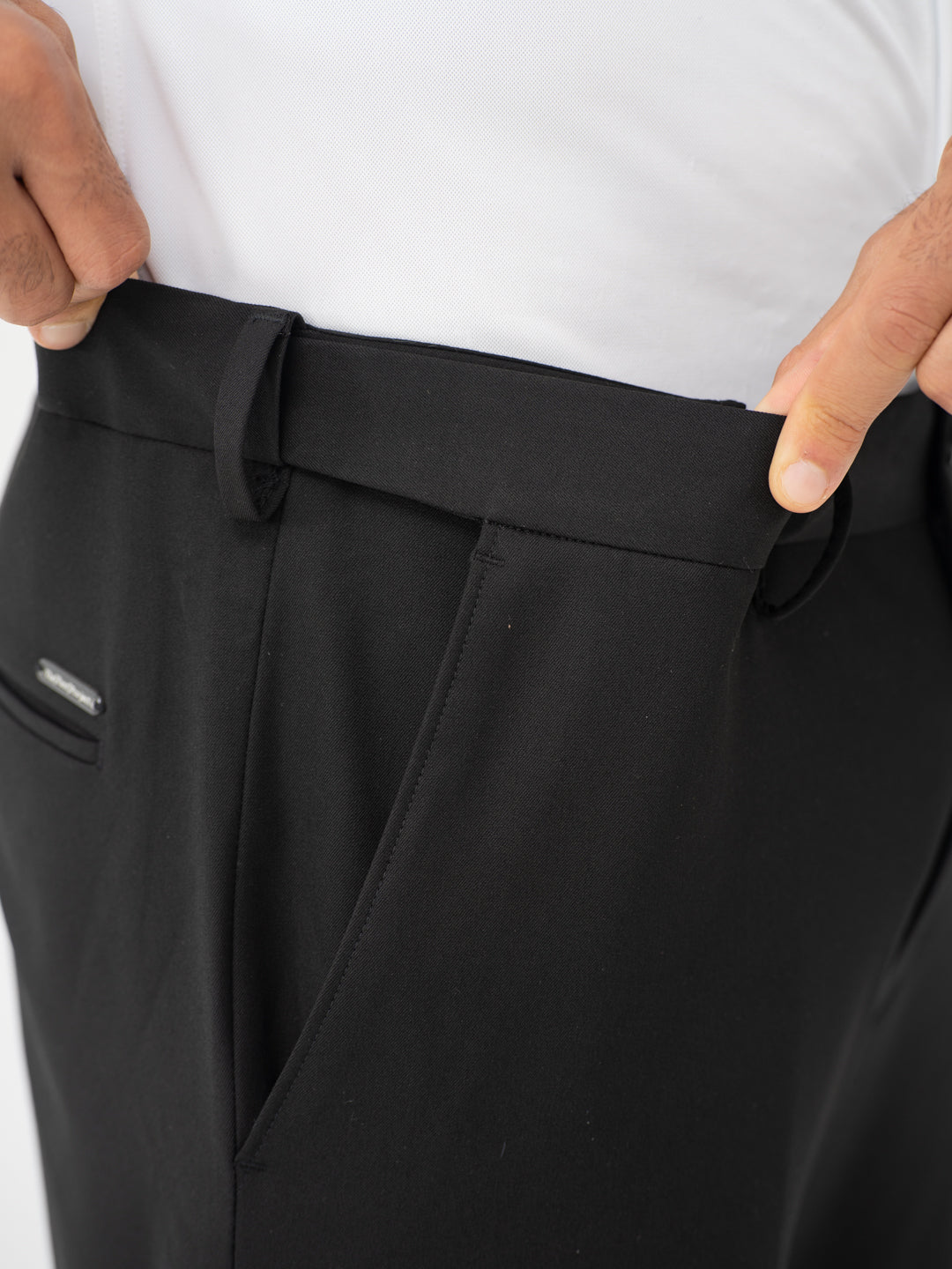 Brisk Black Water Repellent Relaxed Fit Stretch Formal Pants