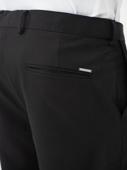 Brisk Black Water Repellent Relaxed Fit Stretch Formal Pants