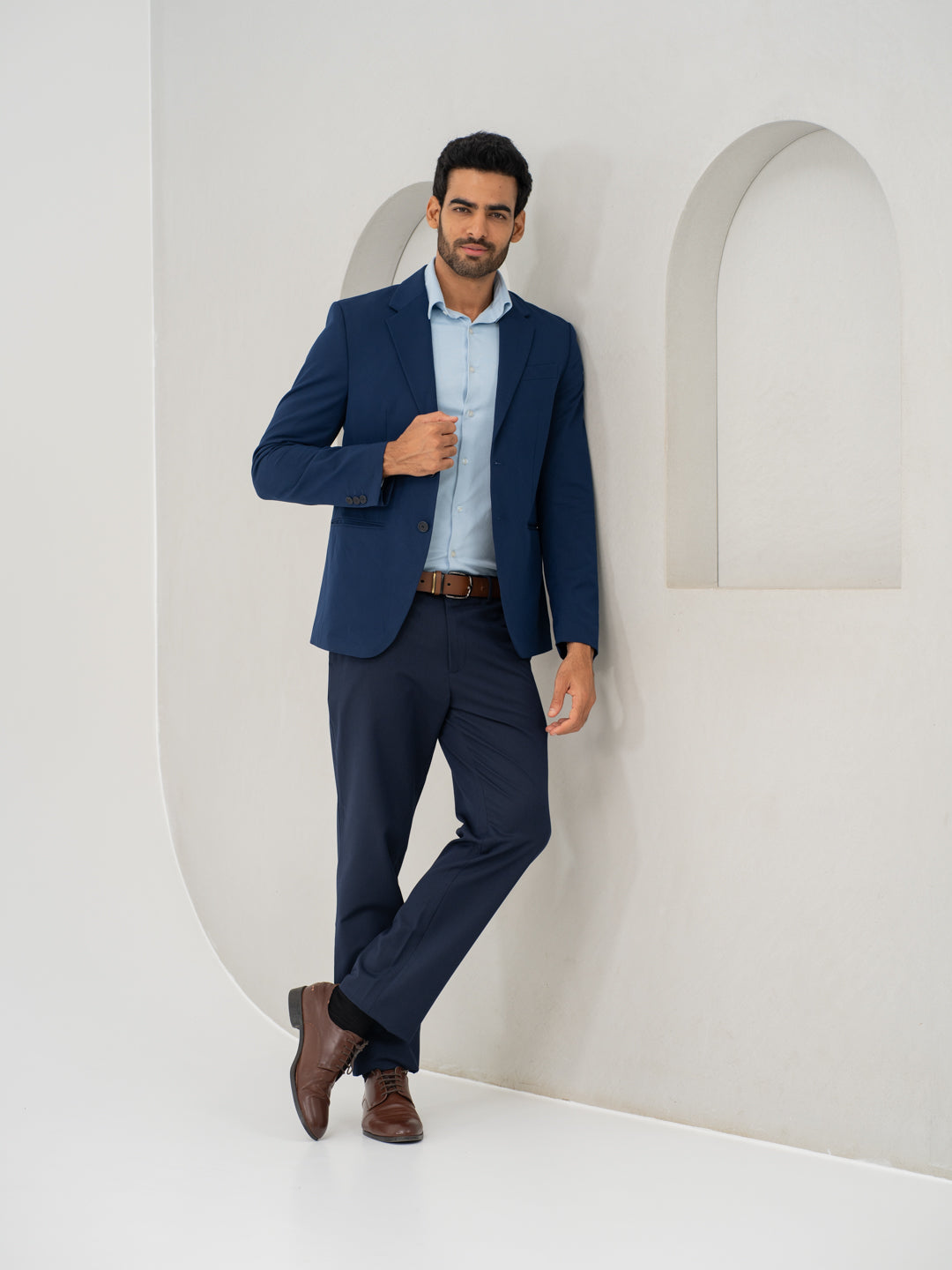 Wind Blue Water Repellent Relaxed Fit Stretch Formal Pants