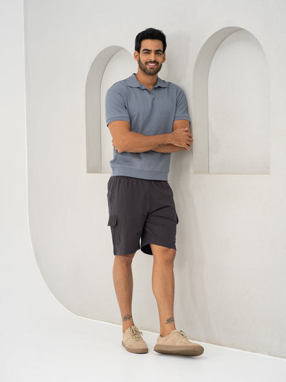 Lint Grey Relaxed Fit Cargo Sweatshorts