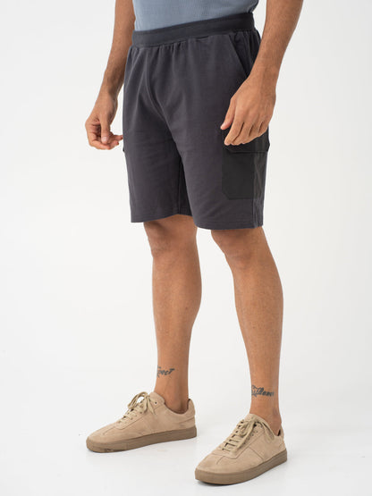 Lint Grey Relaxed Fit Cargo Sweatshorts