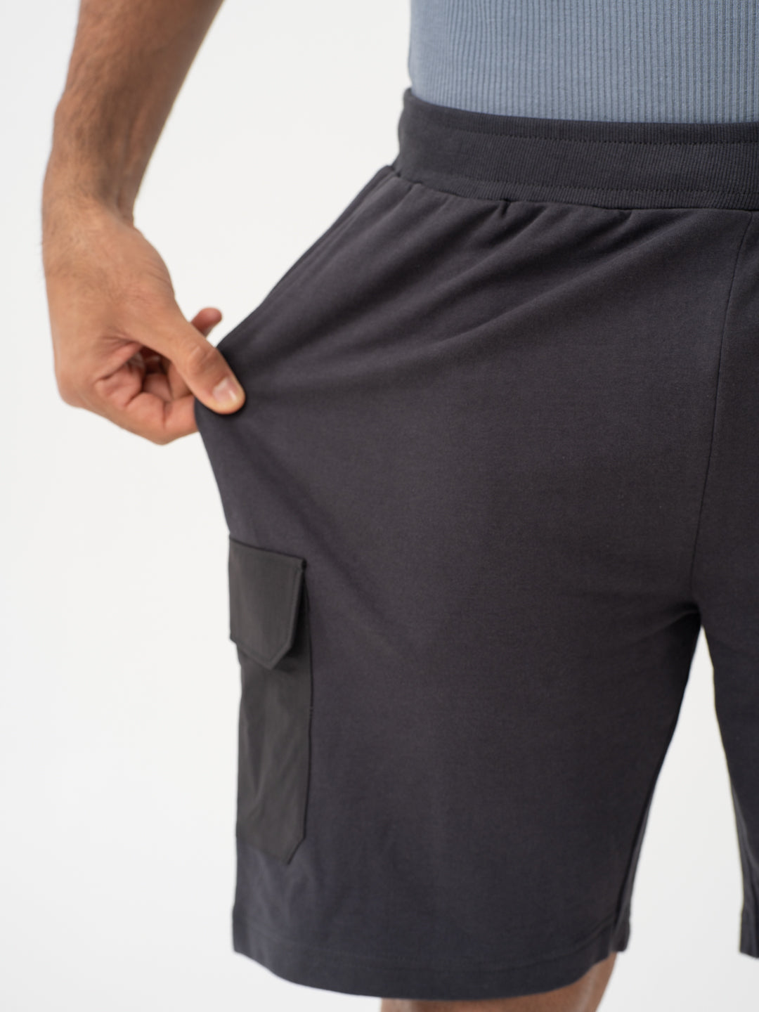 Lint Grey Relaxed Fit Cargo Sweatshorts