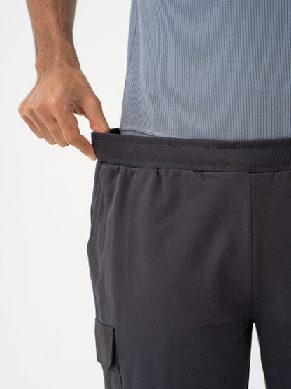 Lint Grey Relaxed Fit Cargo Sweatshorts