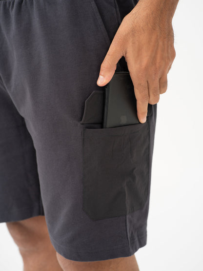 Lint Grey Relaxed Fit Cargo Sweatshorts