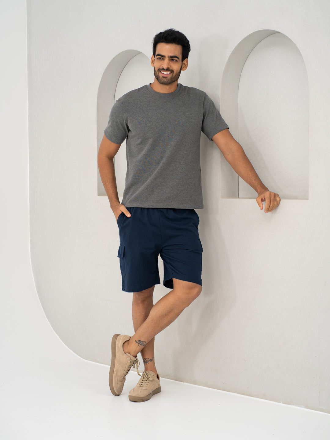 Rider Navy Relaxed Fit Cargo Sweatshorts