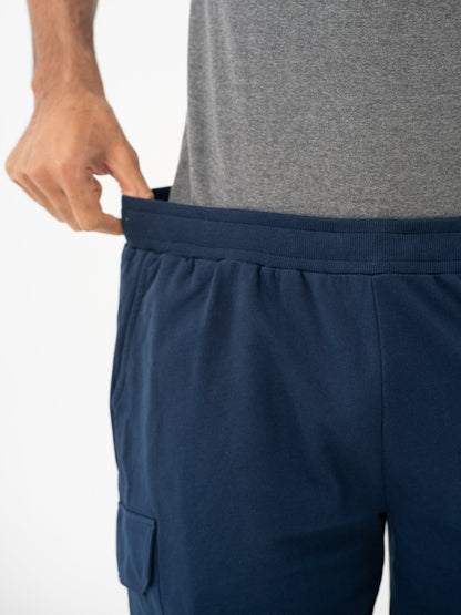 Rider Navy Relaxed Fit Cargo Sweatshorts