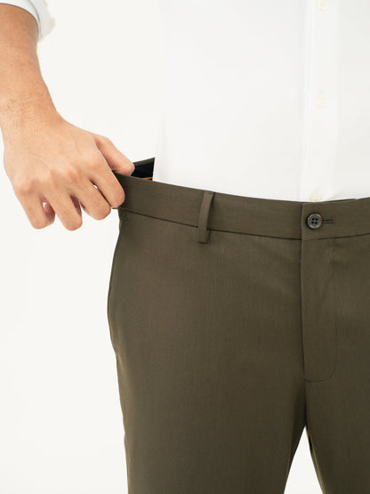Verdant Olive Water Repellent Relaxed Fit Stretch Formal Pants