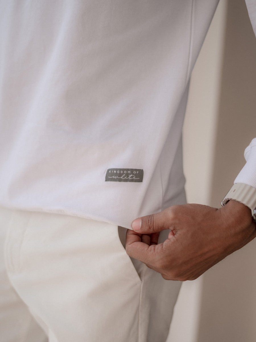 White Solid Quarter-Zip Sweatshirt