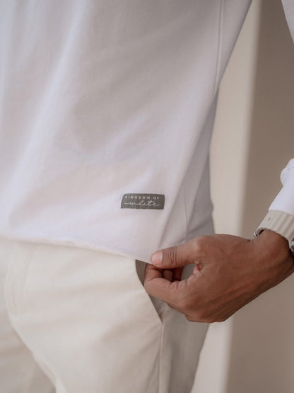 White Solid Quarter-Zip Sweatshirt