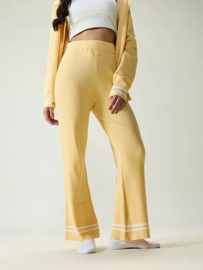 Yellow Rib-knit Trousers