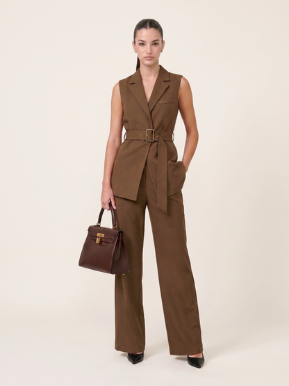 Belted Blazer Co-ord - Dark Fawn