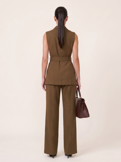 Belted Blazer Co-ord - Dark Fawn