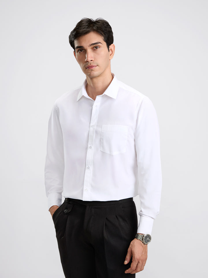 Daystart 100% Oxford Cotton Shirt - Pinpoint Oxford Weave | Kingdom Of White at Broadway