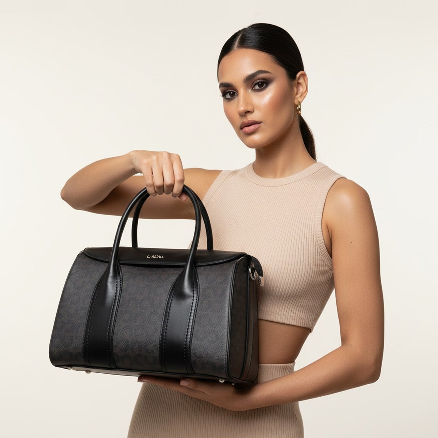Carriall Dazzle Womens Vegan Leather Tote bag for women & girls (Black)